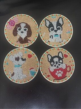 Hand Crafted Dog Wood Coaster Set of 4 (sealed)